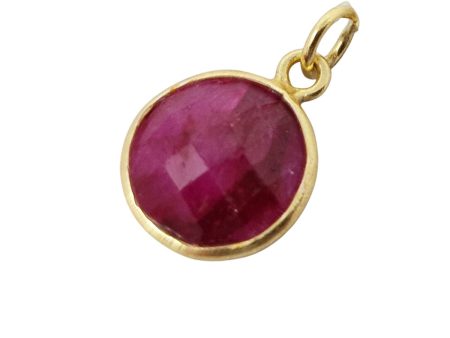 18ct Gold Plated Round Ruby July Birthstone Pendant Sale