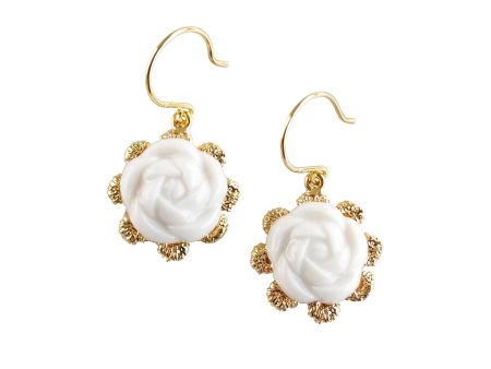 Everyday Porcelain Camellia Flower Charm Earrings Discount