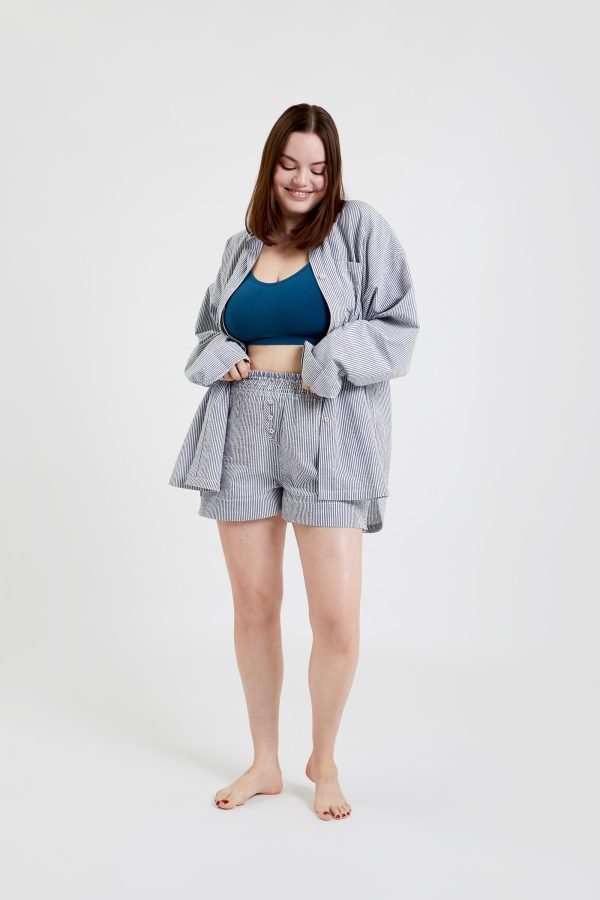 Lomandra ethical-cotton pyjama shorts - Pinstripe Charcoal Online Hot Sale