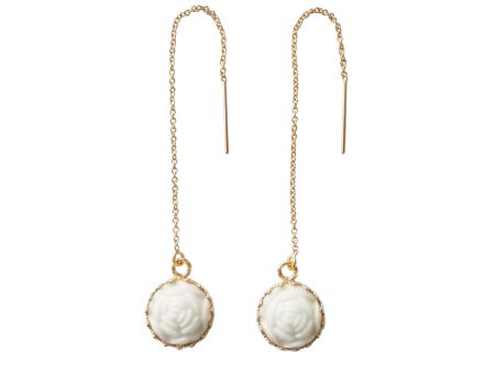 Mini Porcelain Rose With Gold-Filled Chain Earrings Hot on Sale