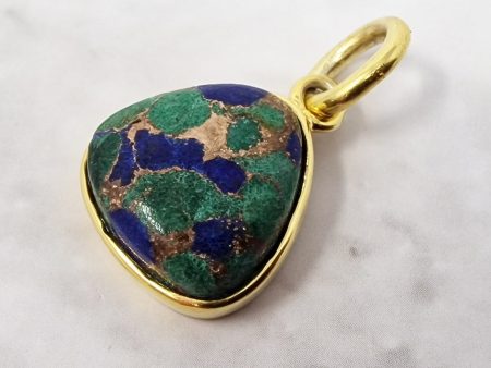 18ct Gold Vermeil Bezel Pendant Azurite & Malachite Online Hot Sale