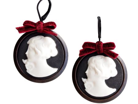 Dark Romance Goddess Round Porcelain Cameo Earrings on Sale