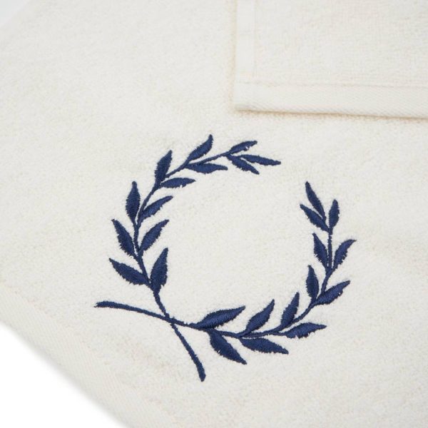 Navy Blue Petals Embroidered Bath Towel Hot on Sale