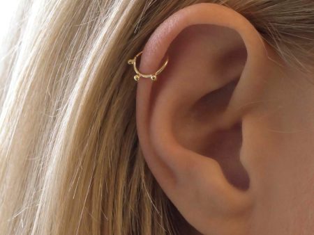 18ct Gold Triple Dot Cartilage Helix Hoop Earrings Online Hot Sale