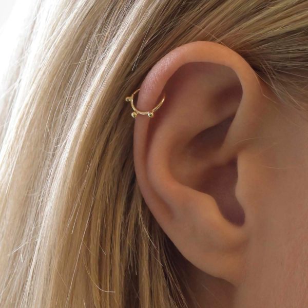 18ct Gold Triple Dot Cartilage Helix Hoop Earrings Online Hot Sale