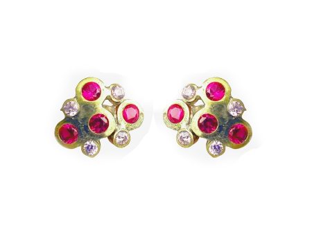 Astra Bliss Ruby and Pink Sapphire Stud Earrings Fashion