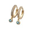 18ct Gold Plated Ocean Blue Cubic Zirconia Huggies Sale