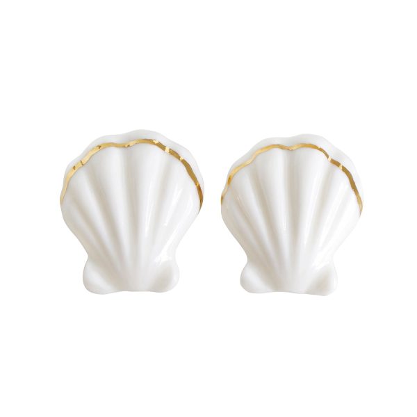 Porcelain Clam Shell Clip-On Earrings For Discount