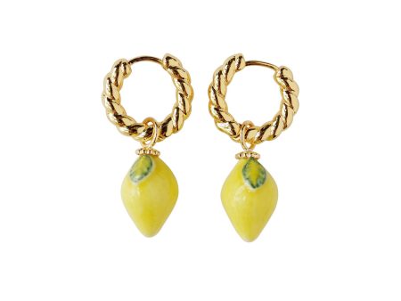 Mini Porcelain Lemon Hoop Earrings Sale