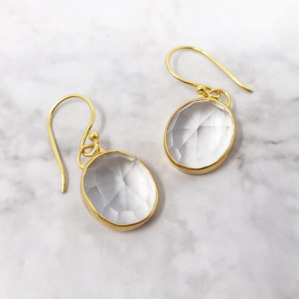 18ct Gold Plated White Topaz Wire Drop Earrings Online Hot Sale