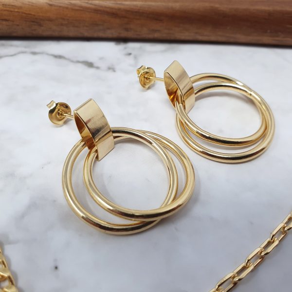 18ct Gold Plated  Dual Hoop Earrings Online now