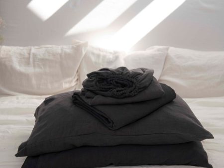 Linen sheets set in Charcoal Online