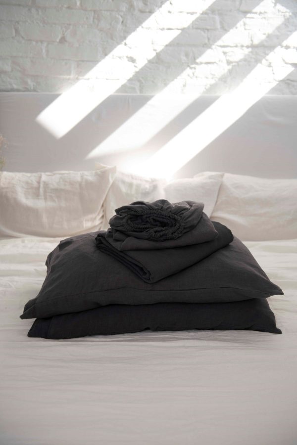 Linen sheets set in Charcoal Online