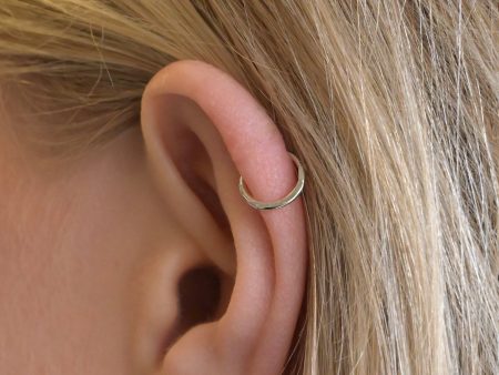 Silver Hammered Cartilage Helix Hoop Earrings Hot on Sale