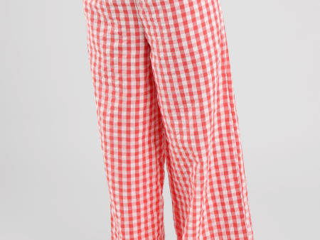 Robinia gingham check ethical-cotton pyjama trousers - Canyon Peach Online Sale