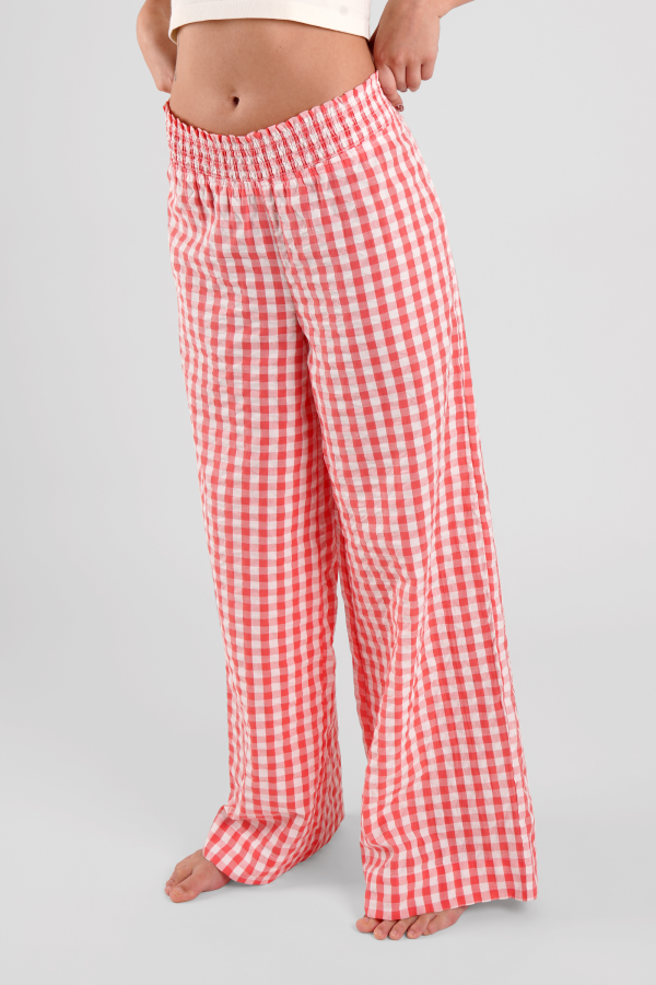 Robinia gingham check ethical-cotton pyjama trousers - Canyon Peach Online Sale