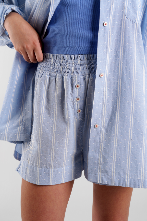 Lomandra beach stripe ethical-cotton pyjama shorts - Mountain Blue Online Hot Sale