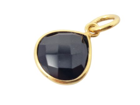 18ct Gold Plated Black Onyx Heart Gemstone Pendant Sale