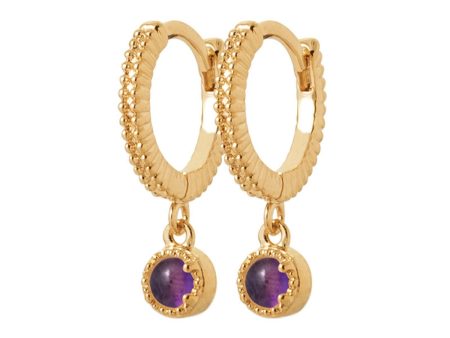 18ct Gold Plated Amethyst Hoop Huggies Online now