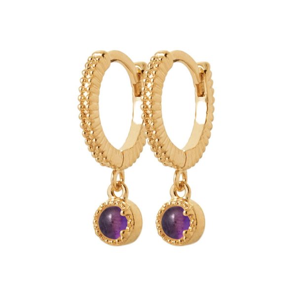 18ct Gold Plated Amethyst Hoop Huggies Online now