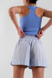 Lomandra beach stripe ethical-cotton pyjama shorts - Mountain Blue Online Hot Sale