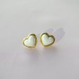 Porcelain Pearly White Heart Stud Earrings on Sale