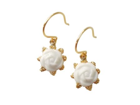 Mini Porcelain Camellia Flower Charm Earrings Online