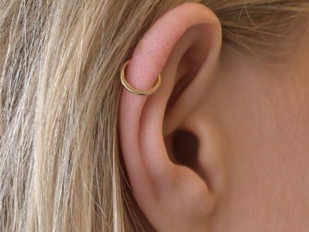 18ct Gold Hammered Cartilage Helix Hoop Earrings Online now