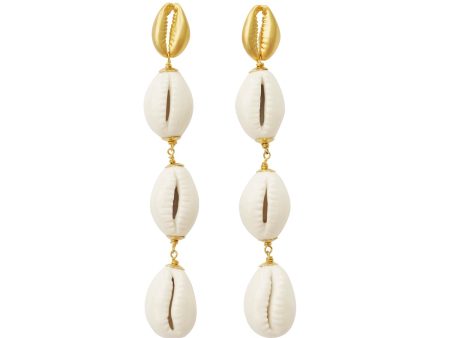 Porcelain Cowrie Shell Linear Earrings on Sale