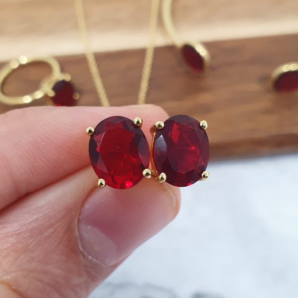 18ct Gold Vermeil Garnet Glow January Birthstone Earrings For Discount