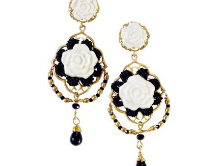 Classic Baroque Porcelain Rose Statement Earrings For Discount