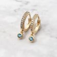 18ct Gold Plated Ocean Blue Cubic Zirconia Huggies Sale