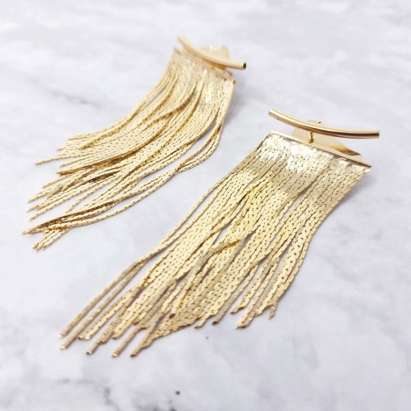 18ct Gold Plated Waterfall Party Tassel Earrings Online now