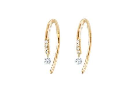 Rising Star Pave Diamond Hook Earrings with Tiny drop Sale