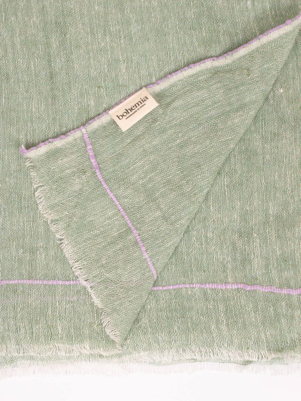 Linen Scarf, Sage and Lilac For Discount