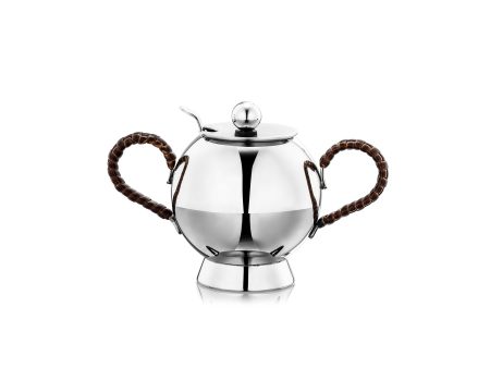 Silver Plated Spheres Sugar Bowl Wicker Handle Online now