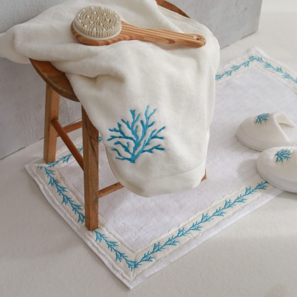 Turquoise Coral Cotton Bath Mat Online Hot Sale