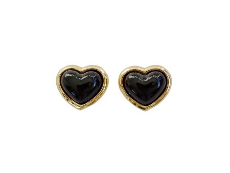 Porcelain Black Heart Stud Earrings Fashion