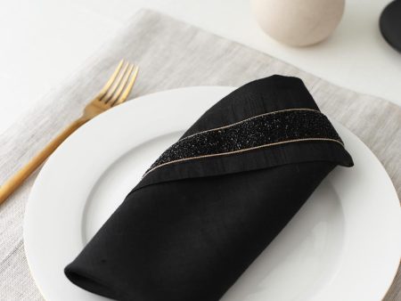 Black Flake Linen Napkins (Set of 2) Hot on Sale