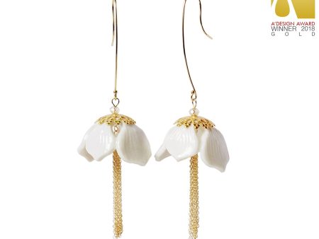 Porcelain Snowdrop Flower Tassel Earrings For Discount