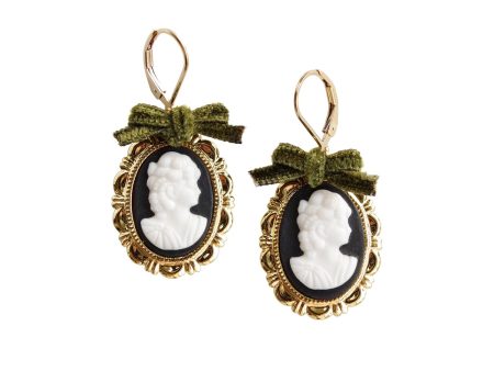 Dark Romance Goddess Oval Porcelain Cameo Earrings Fashion