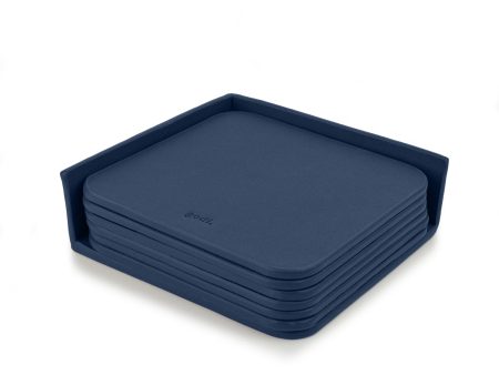 Navy Blue Large Leather Coasters Set Online now