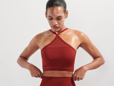 AirRise Mesh Convertible neck sports bra - Wine Red Online Sale