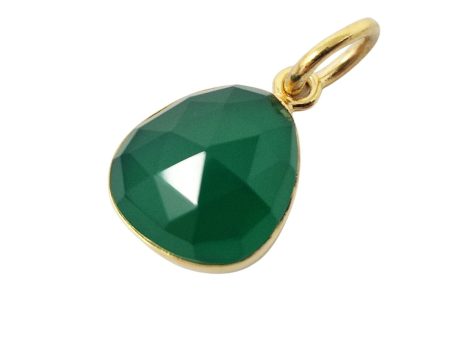 18ct Gold Plated Green Onyx May Birthstone Bezel Pendant Online now