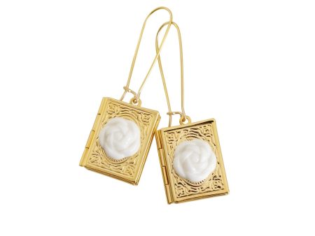 Porcelain Camellia Book Locket Earrings Supply