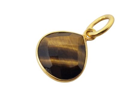 18ct Gold Plated Tiger s Eye Heart Birthstone Pendant Cheap