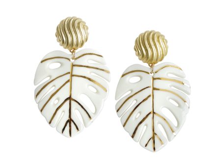 Golden Monstera Leaf Statement Earrings For Cheap