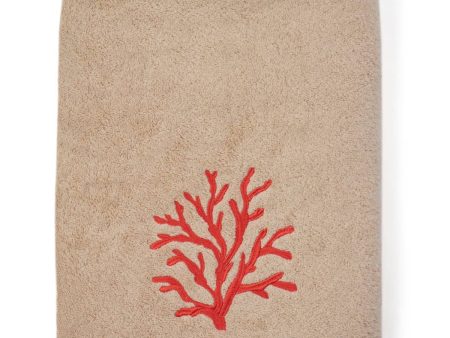 Red Coral Embroidered Bath Towel For Cheap