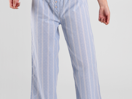 Chicory beach stripe ethical-cotton pyjama trousers - Mountain Blue Fashion