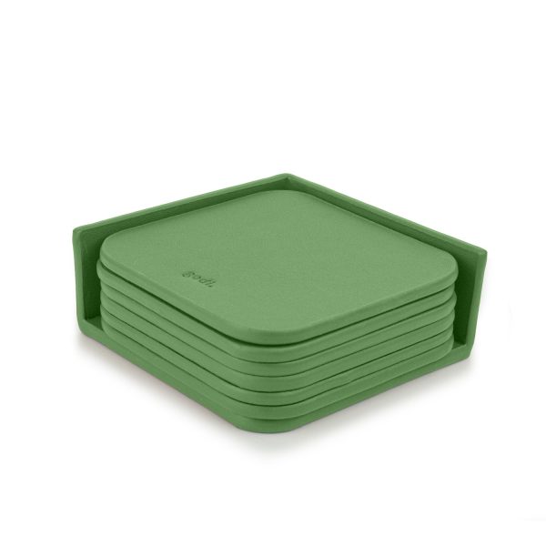 Sea Green Small Leather Coasters Set Hot on Sale